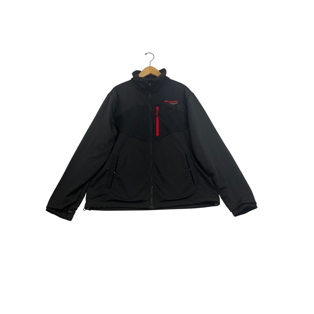 Columbia Titanium Softshell Jacket Mens Large Black Red Zip SM6521 Interchange